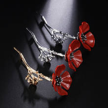 Novo 1pc moda red poppy flor broche vintage colar pinos para mulheres broches de jóias masculinas pinos 2024 - compre barato
