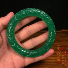 Natural Myanmar green jade bangle hand carved drgon jade bracelets jade bangles jewelry jadeite jade jewelry 2024 - buy cheap