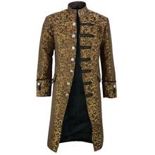 Новый Мужской винтажный пиджак-фрак, Готический стимпанк, длинный рукав, мужская куртка, платье в викторианском стиле, куртка на Хэллоуин, повседневная одежда на пуговицах 2024 - купить недорого