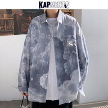 Kapment-camisas de manga larga para hombre, ropa de calle con estampado de nube, moda coreana, Harajuku, Tops sueltos, primavera 2021 2024 - compra barato