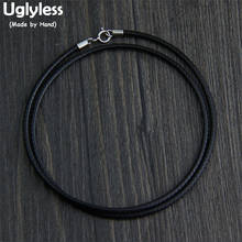 Uglyless 925 Sterling Silver Buckle Necklaces without Pendants Unisex Leather Rope Chains 5 Sizes Men Accessories Women Jewelry 2024 - buy cheap