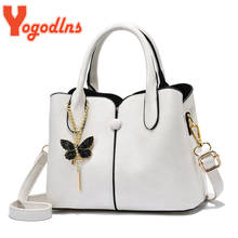 Yogodlns Luxury Butterfly Pendant Handle Bag Female PU Leather Handbag Large Capacity Shoulde Bag Elegant Brands Crossbody Bag 2024 - buy cheap