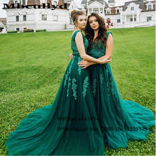 Mbcullyd Dark Green Bridesmaid Dresses Long Elegant Lace Applique Vestido de Fiesta Robe de Soiree Plus Size Wedding Gust Gowns 2024 - buy cheap