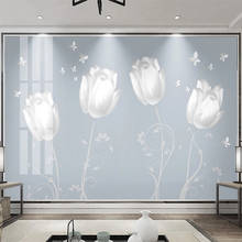 Papel tapiz Mural personalizado para decoración del hogar, Mural moderno De flores De tulipán, mariposa, Fresco, para sala De estar, TV, sofá, dormitorio 2024 - compra barato