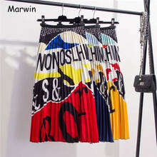 Женская юбка с принтом Marwin, вечерняя эластичная юбка с мультипликационным принтом и надписями в европейском стиле, лето 2019 2024 - купить недорого