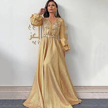 Moroccan Kaftan Caftan Muslim Evening Dresses A-line Long Sleeves Sequins Appliques Dubai Arabic Turkey Abaya Islamic Gown 2024 - buy cheap