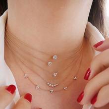 2021 Elegant Sparkling rose gold Tiny Crystal round CZ  paved Choker Necklace For lovely girls Women Fashion link Chain Jewelry 2024 - buy cheap
