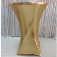 10pcs Gold Silver Metallic Lycra Cocktail Table Covers Stretch Spandex Bar Table Cloth For Wedding Event Hotel Party Decoration 2024 - buy cheap