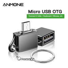 ANMONE-adaptador Micro USB OTG macho A hembra, convertidor Microusb tipo A, unidad Flash, adaptador de carga de datos con cadena 2024 - compra barato