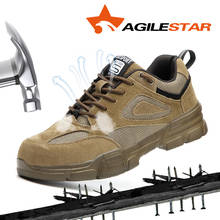 Agilestar tênis de segurança masculino, calçado esportivo para o trabalho, respirável, leve, couro legítimo, dropshipping 2024 - compre barato