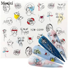 Morixi nail art sticker Russian man Geometry flower printing ultra thin slider foil water transfer nail decals FW076 2024 - buy cheap