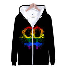 New LGBT Rainbow Flag Lesbians Gays Hoodies Men Women Zipper Hooded 3D Brand Design LGBT Hoodie Men's Zip Up Cap Sweatshirts 2024 - buy cheap