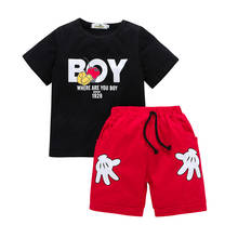 Cute Boys Sets Summer Cotton Kids Tshirt + Shorts Sweat Fabric Children's Clothes Toddler Outfit 2024 - buy cheap