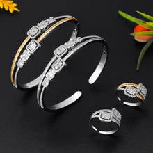 BrideTalk Luxury Unique African Bangle Ring Set Jewelry Sets For Women Wedding Cubic Zircon Crystal CZ Dubai Bridal Jewelry Set 2024 - buy cheap