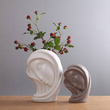 Vaso de cerâmica com cabeça cinza para sala de estar, decoração para mesa de jantar, acessórios de decoração, presentes de casamento modernos 2024 - compre barato