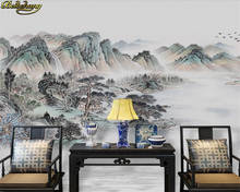 Beibehand-papel de parede 3d, novo estilo chinês, tinta abstrata, paisagem, mural, paisagem, decoração de casa 2024 - compre barato