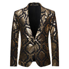 Shiny Gold Bronzing Floral Blazer Men Nightclub Blazer Masculino 2022 Brand New Mens Single Button Blazer Jacket Stage Costume 2024 - buy cheap