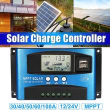 MPPT-Controlador de carga solar, equipo de control 30/40/50/60/100A, pantalla LCD dual USB, 12V 24V, regulador de cargador de celdas solares automático 2024 - compra barato