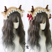 Christmas Lolita Girl Lovely Elk Spots Plush Bowknot Headband KC Headdress Women Sweet Kawaii Hair Hoop New Year KC Hairpin 2024 - buy cheap