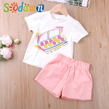 Sodawn New Summer Girls Clothing Set Fashion Printing Top+Short 2PCS Baby Girls Clothes Children Clothes Baby Girl Clothes 2024 - buy cheap