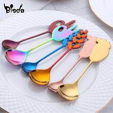 2Pcs Spoon Set Stainless Steel Dinner&Coffee Spoon Lovely Ice Cream Dessert Soup Spoons Gold Rainbow Flatware Party Utensils 2024 - buy cheap