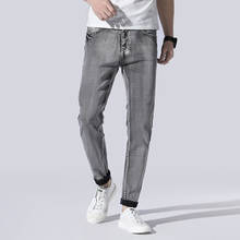 2020 New Jeans Men Side Striped Slim Fit Jeans Fashion High Quality Ankle-Length Denim Trousers Plus Size 40 42 44 46 2024 - buy cheap