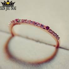 personalized fine Fashion Vintage Rose Gold Tiny Rings for Women Rose Red & Clear CZ Half Eternity Wedding Band Engagement 2024 - buy cheap