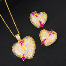Missvikki мигающий светящийся женский свадебный изящный милый кулон-сердце, серьги, ожерелье, ювелирный набор, новый дизайн, модный лучший подарок 2024 - купить недорого