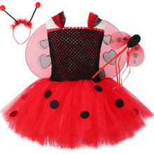 Lady Beetle Tutu Dress Tulle Baby Girl Birthday Party Clothes Wing Insect Girls Fancy Dress Up Halloween Costume for Kids 1-14Y 2024 - buy cheap