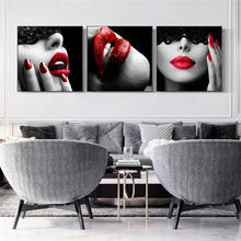 Modern Lips Sexy Woman with Red Lips Canvas Paintings on The Wall Art Posters and Prints Wall Art Pictures Home Decoration 2024 - buy cheap