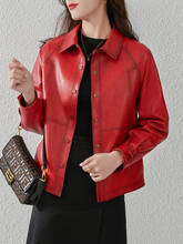 2021 primavera outono real genuíno couro jaqueta feminina moda vermelho estilo coreano casaco de pele carneiro roupas femininas chaquetas wpy2874 2024 - compre barato