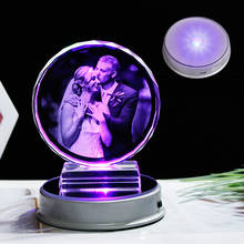 Индивидуальная Хрустальная фоторамка цветная светодиодная основа Лазерная с выгравированным изображением сувенир подарок Персонализированная стеклянная Свадебная фоторамка 2024 - купить недорого