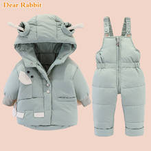 Conjunto de ropa de invierno para niño y niña, chaqueta de plumón, monos para bebé, Parka cálida con capucha, abrigo, pantalón, abrigo infantil 2024 - compra barato