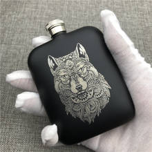 Customized Wolf Totem 304 Stainless Steel Hip Flask 6 OZ Food Grade Pocket flask with Funnle Alcohol Wiskey Flagon Wine Bottle 2024 - buy cheap