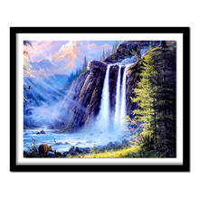 5D diamante bordado paisaje cascada DIY diamante pintura diamantes diamante artesanías regalos 2024 - compra barato