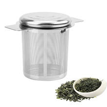 Cesta de infusores de té de acero inoxidable, colador de malla fina de té, tapa reutilizable, filtros de té y café con 2 asas 2024 - compra barato