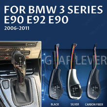 Perilla de cambio de marchas LED, accesorio de fibra de carbono, negro, plata, cuero PU, estilo F30, para BMW Serie 3, 2006, 2007, 2008-2011, E90, E92, E90 2024 - compra barato