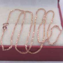 Real Pure 18K Yellow Rose Gold Chain 1mmW Unique Wheat Link Women's Wife Wealthy Best Gift Necklace 17.7inch Female Chain 2024 - buy cheap