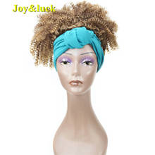 Joy&luck Short Afro Kinky Curly Headband Wig Ombre Brown Synthetic Wigs for African Women Wigs with Bang Full Wig Hair Style 2024 - buy cheap