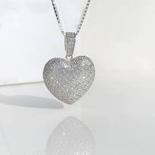Блестящее ожерелье с подвеской в виде сердца с кристаллами 5 А, ожерелье в стиле хип-хоп с любовью для женщин и мужчин, цепочка с кубическим цирконием 5 мм, ювелирные изделия, Прямая поставка 2024 - купить недорого
