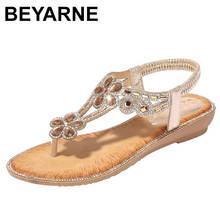 BEYARNELuxury Rhinestone Women Shoes Sandalia Fashion Wedges Flower Bohemia Women Sandles Summer Dress Elastic Band LadiesSandal 2024 - buy cheap