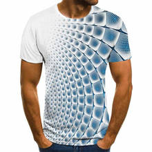 Трёхмерная футболка с изображением ромбов, повседневные Топы Harajuku, 3D Клетчатая Мужская футболка, летняя футболка с круглым вырезом размера плюс, уличная одежда 2024 - купить недорого