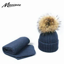 Pompon Cap Scarf Hat Set Winter Knitted Skull Children cap Adult Hat Women Acrylic Unisex Solid Color Keep Warm Elastic Hat 2024 - buy cheap