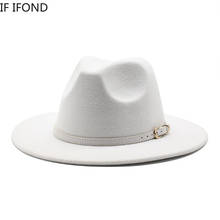 Sombrero Fedora de fieltro de ala ancha para hombre y mujer, sombrero Fedora de 21 colores con cinturón estilo británico Panamá, sombrero de boda de Jazz para viajes al aire libre 2024 - compra barato