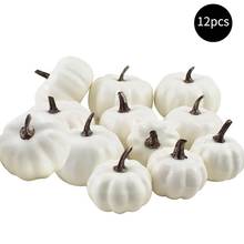 Juego de calabazas artificiales blancas para decoración del hogar, accesorios de fotografía para fiesta de Halloween, vacaciones, recolección, Acción de Gracias, 12 Uds. 2024 - compra barato