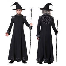 Purim Carnival Halloween Costumes Skull Wizard Magician Costume for Men Witch Cosplay for Women Fancy Cosplay Robe Gown 2024 - buy cheap