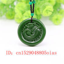 Natural verde chinês jade dragão pingente colar charme jadeite jóias esculpida amuleto moda acessórios presentes para mulher 2024 - compre barato