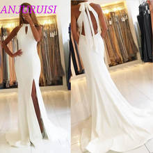 ANJURUISI Ivory Soft Satin Mermaid Wedding Dresses 2020 Backless Sexy Side Split Bride Dresses vestido de noiva robe de mariee 2024 - buy cheap