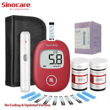 Sinocare-Monitor de glucosa en sangre Safe AQ, glucómetro con tiras de prueba y agujas, preciso para Diabetes, incluye bolsa gratis 2024 - compra barato