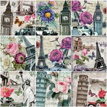 KAMY YI Buildings And Butterflies Landscape 3D Diy Diamond Painting Embroidery Accessories Mosaic Wall Visual Home Decoration 2024 - buy cheap